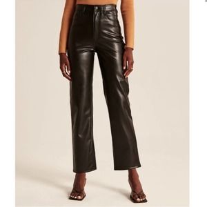 Abercrombie & Fitch the ankle straight ultra high rise vegan leather pants sz 25